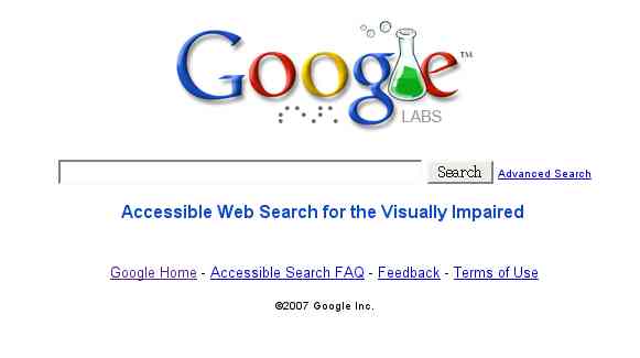 screen shot of Google accessible lab page on Firefox